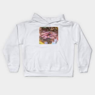 Pink Waterlilies by Claude Monet Kids Hoodie